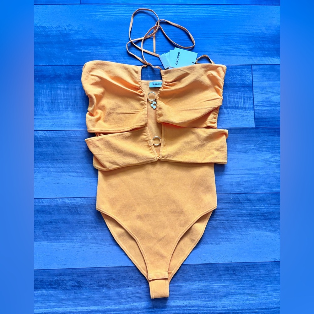 Sandro Yellow One-Piece Bodysuit 3 large New - Picture 3 of 7